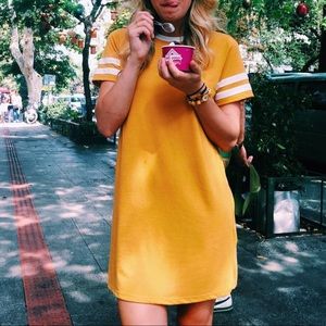 Yellow t-shirt dress